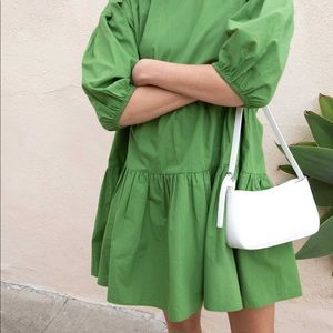 OAK + FORT COTTON POPLIN TIERED MINI DRESS